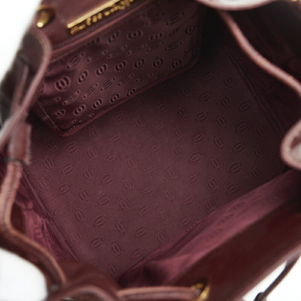 CARTIER Mastline One Shoulder Bag Bordeaux Red Leather Women's - Picture 8 of 10